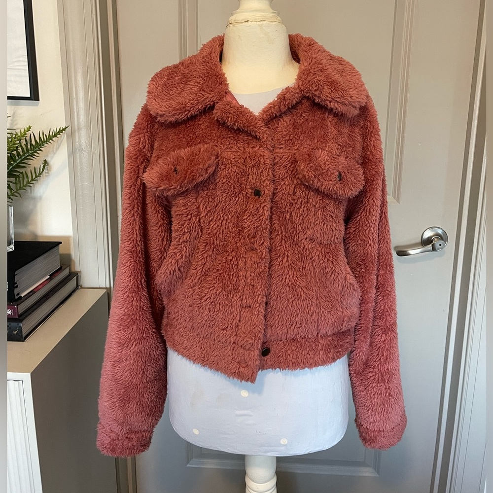 Cotton LA Teddy Bear Jacket, Size M.